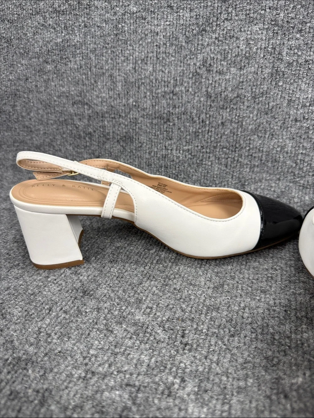 Kelly & Katie Two-Tone Slingback Pumps in White and Black Size 8M